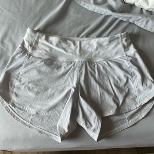 White lululemon speed up shorts